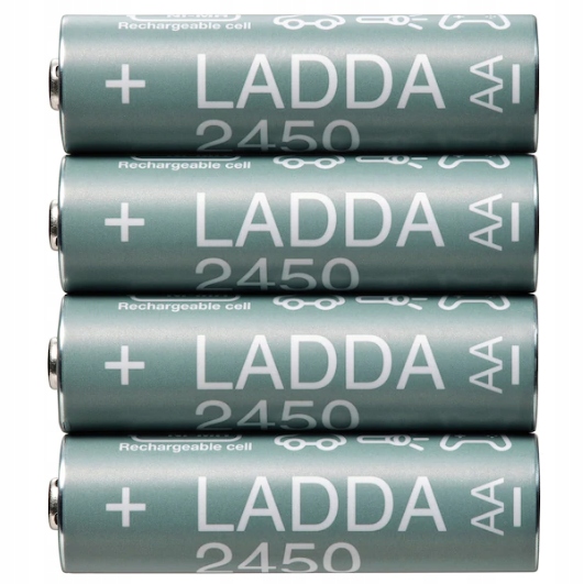 Grube paluszki akumulatorki baterie IKEA LADDA Eneloop AA R6 2450mAH 4 szt.
