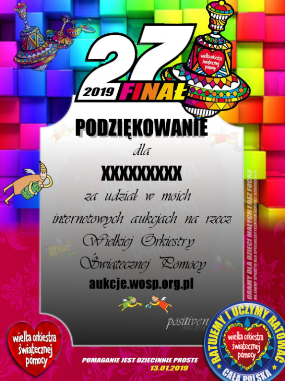 podziękowanie/certyfikat - twój napis - klocki 27f