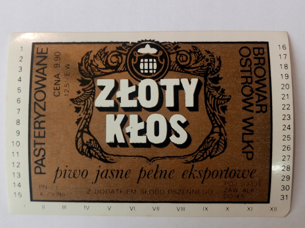 Etykieta Browar Ostrów Wlkp. - ZŁOTY KŁOS