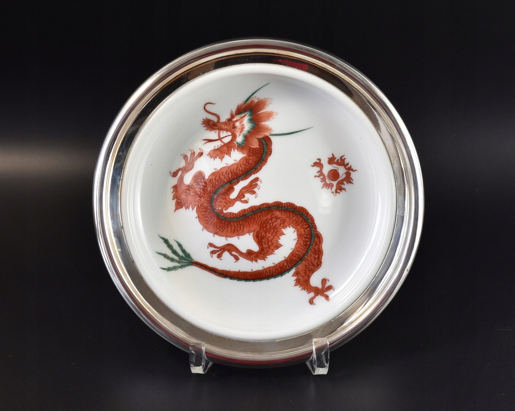 Patera Rosenthal czerwony smok i srebro 925