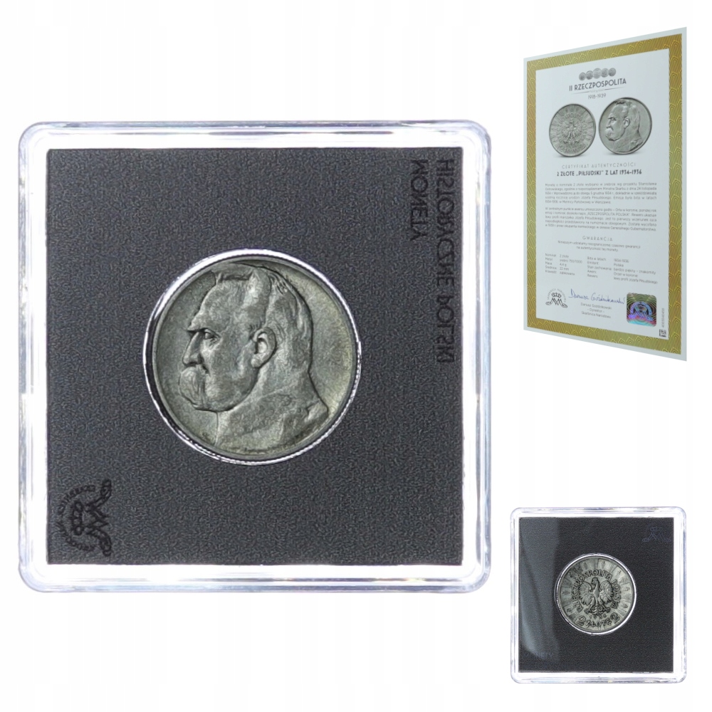 Moneta 2 zł - Józef Piłsudski - 1934 rok - CERTYFIKAT