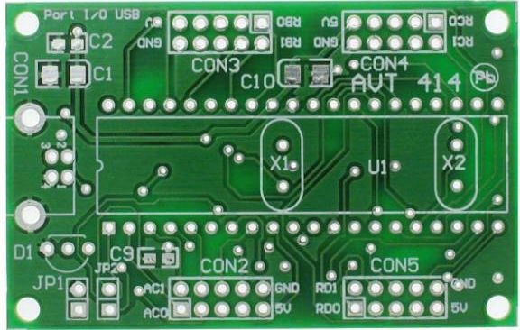 Uniwersalna karta portów na USB, AVT414 PCB+ uP