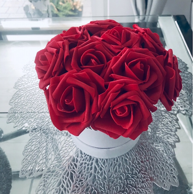 Flowerbox różany, 12 cm, róże piankowe