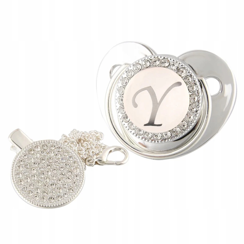 26 Letters Luxury Bling Baby Pacifier Silver Silicone Pacifiers with