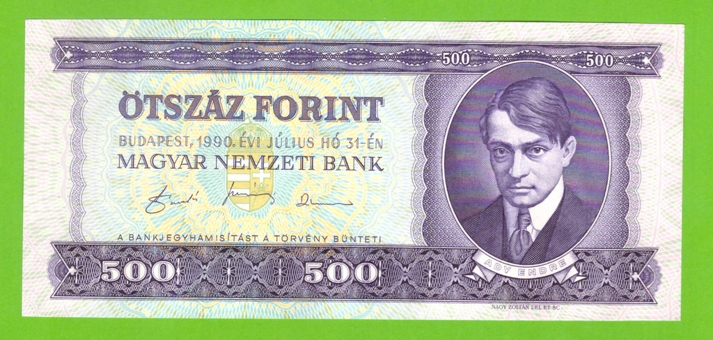 WĘGRY 500 FORINT 1990 P-175a UNC