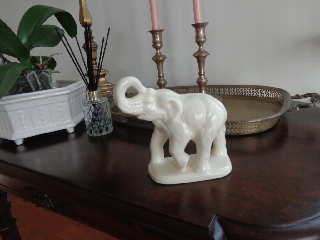 rzezba figura ceramiczna slon duza stara
