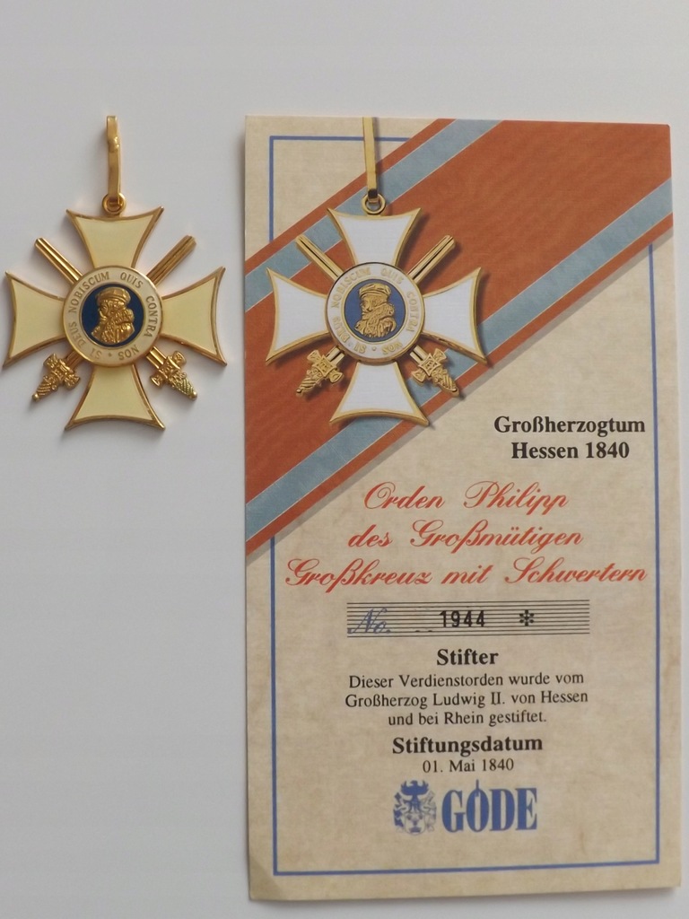 HESSEN 1840 , Order Zasługi Filipa Wspaniałomyślnego , Kopia firmy GODE