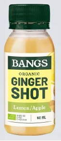SHOT IMBIROWY Z JABŁKIEM I CYTRYNĄ BEZ DODATKU CUKRU BIO 60 ml - BANGS