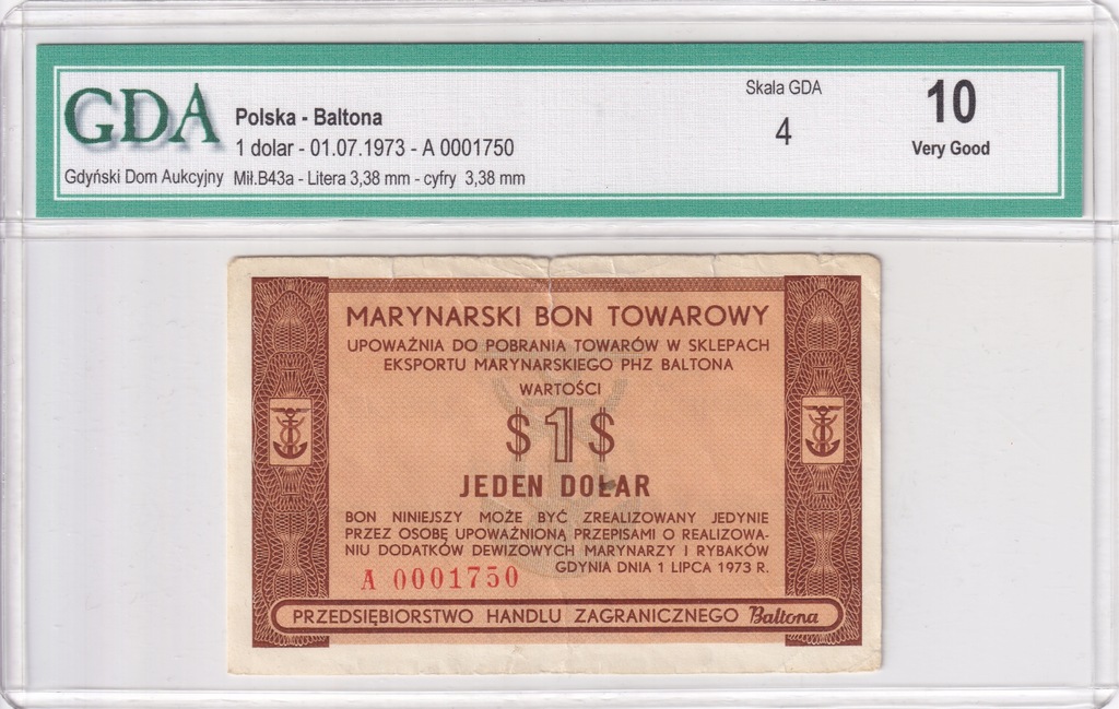 1 Dolar Polska 1973 BALTONA Seria A