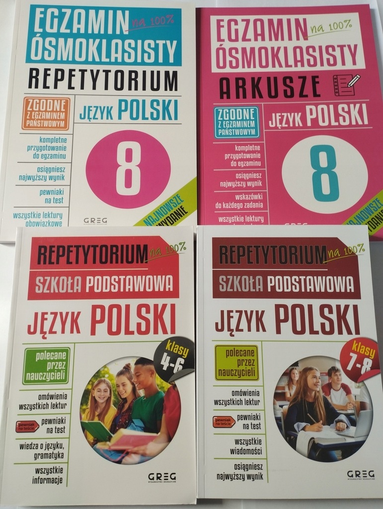 JĘZYK POLSKI Szk Podstawowa ARKUSZE + Egzamin Ósmo