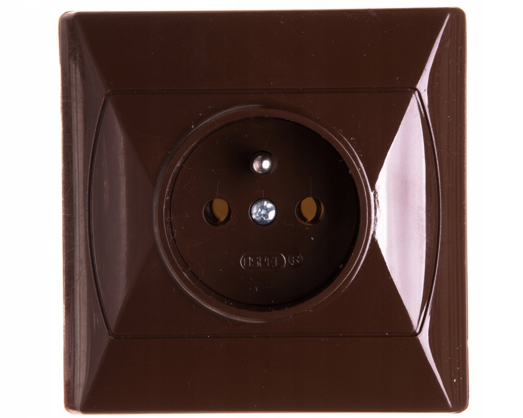 Gniazdo pojedyncze z uziemieniem brązowe GP-1AZ/24 OSPEL AKCENT