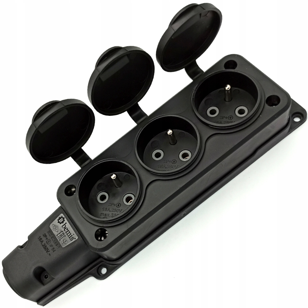 LISTWA HERMETYCZNA Z GNIAZDAMI 230V 3 SZT. CZARNA 11165815992