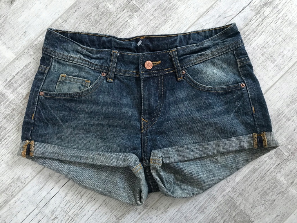 H&M__spodenki szorty jeans PRZETARCIA___34
