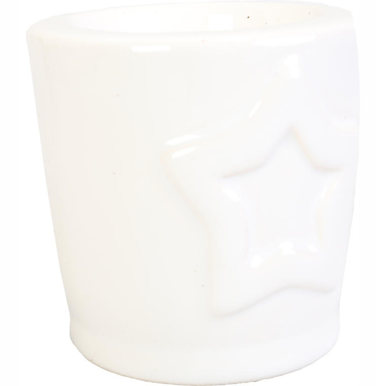 Świecznik ceramiczny z gwiazdą biały