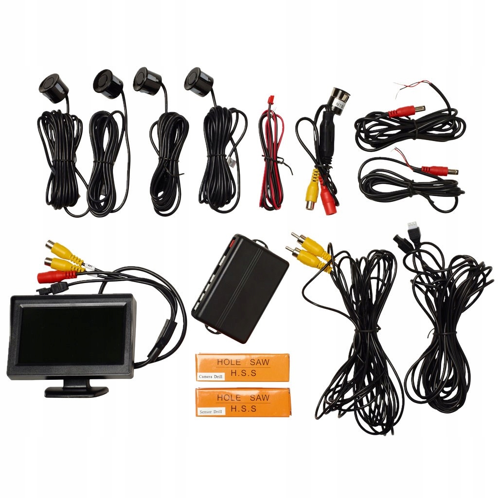 4 CZUJNIKI PARKOWANIA + KAMERA COFANIA + Ekran WYŚWIETLACZ 4,3" PARKTRONIC