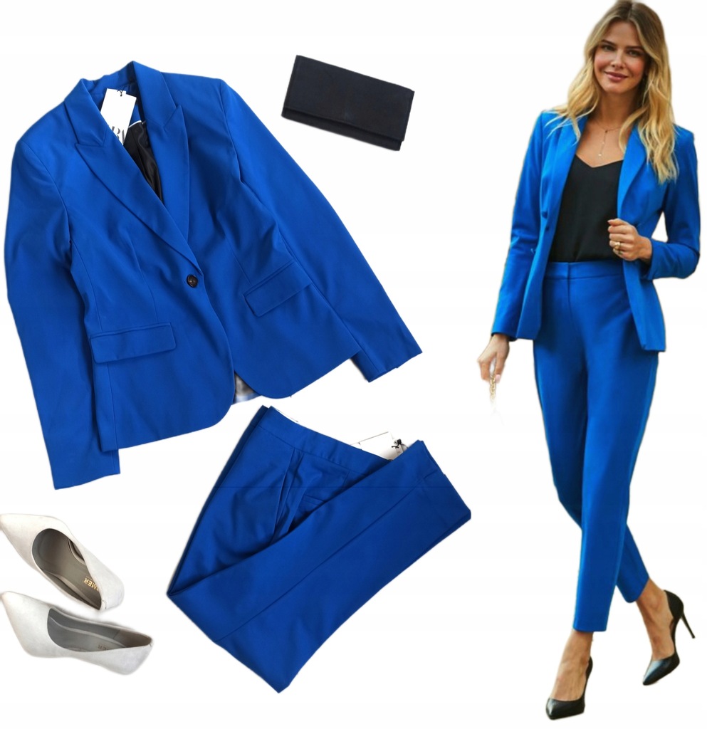 Zara 38 m garnitur kobalt spodnie marynarka 12848441777 oficjalne