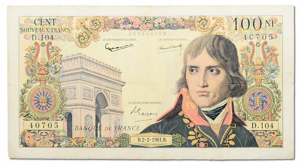 14.xx.Francja, 100 N.Franków 1961 rzadki, St.3+