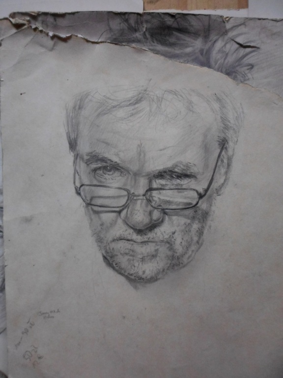 portret w formacie a3 ulubionego pisarza uszkodzon