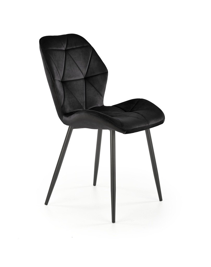 K453 krzesło czarny, z oparciem, tapicerowane, tkanina velvet, metal