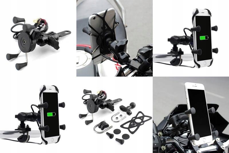 BIKETEC UCHWYT MOTOCYKLOWY Z ŁADOWARKĄ USB NA TELEFON MONTOWANY NA KIEROWNI