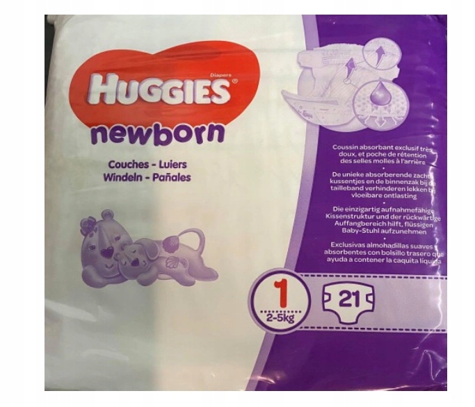 HUGGIES 1 NEWBORN PIELUSZKI 2-5kg 4x21szt AW41*