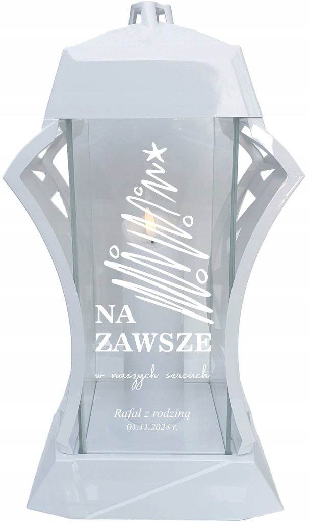 WYSOKI MODNY ZNICZ Z GRAWEREM z motywem Świątecznym CHOINKA GWIAZDKI