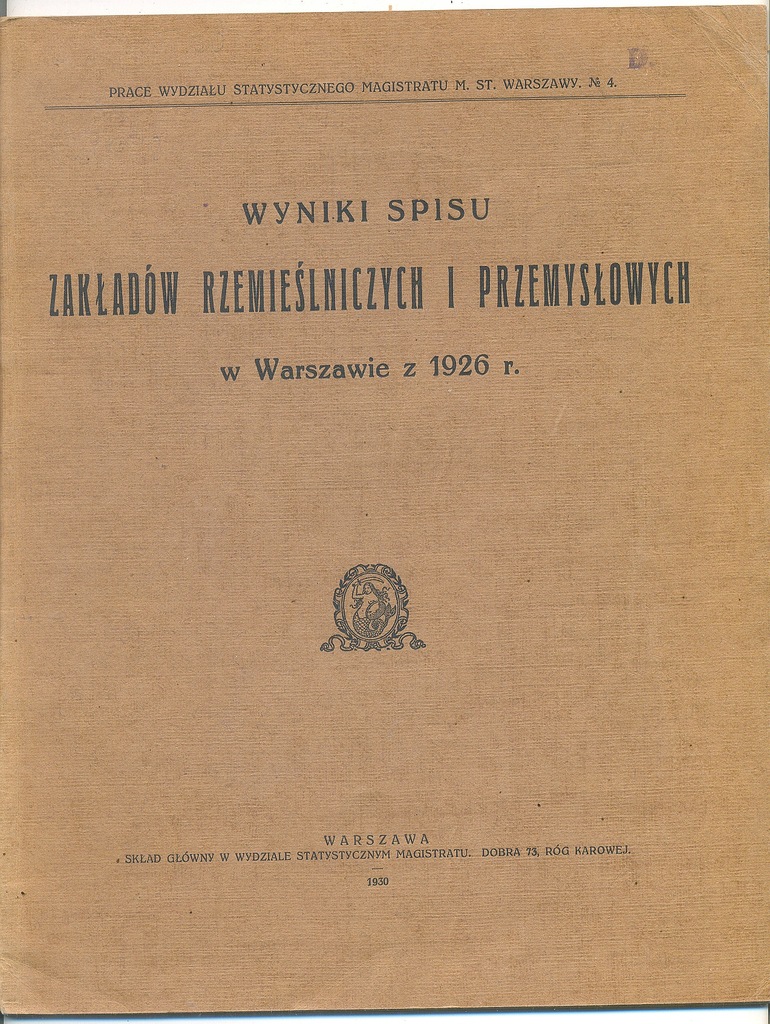 Zakłady rzemieślnicze i przemysłowe Warszawa 1926