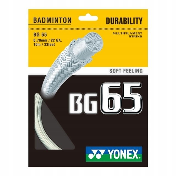 Naciąg badmintonowy Yonex BG80 Power set. 10 m. 0,68 mm. white