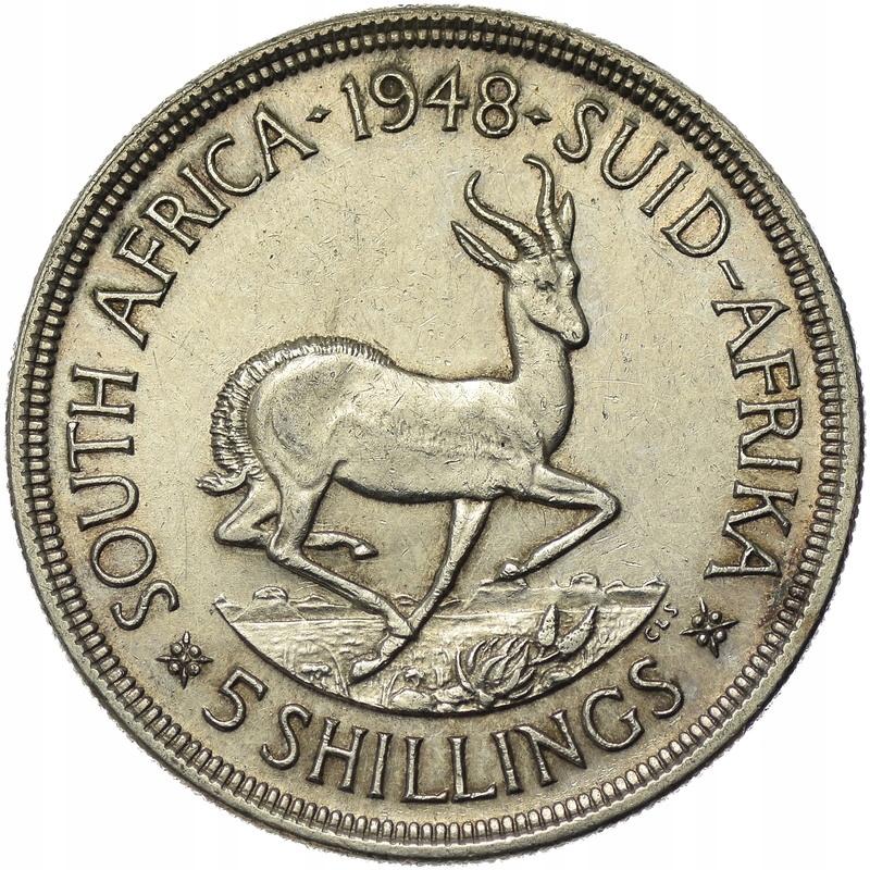 RPA Południowa Afryka, 5 Shillings, 1948, Antylopa