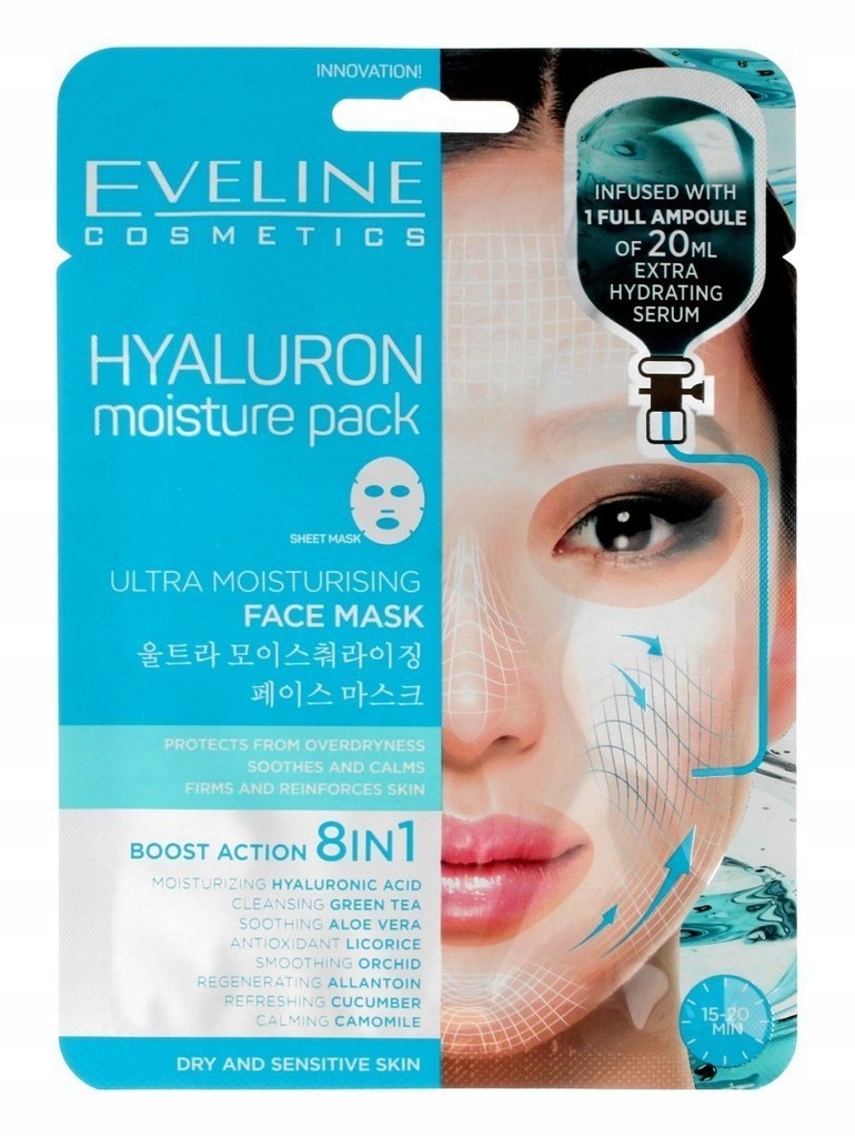 Eveline Sheet Mask Hyaluron Maska na tkaninie 8in1