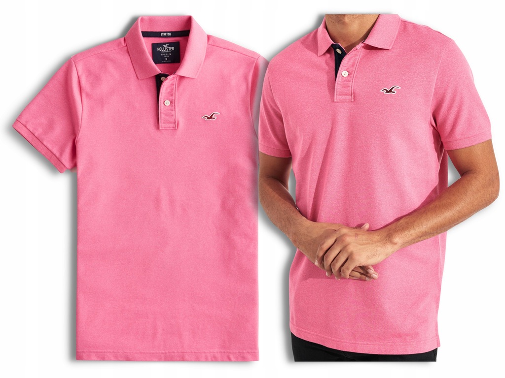 koszulka polo HOLLISTER Abercrombie różowa M