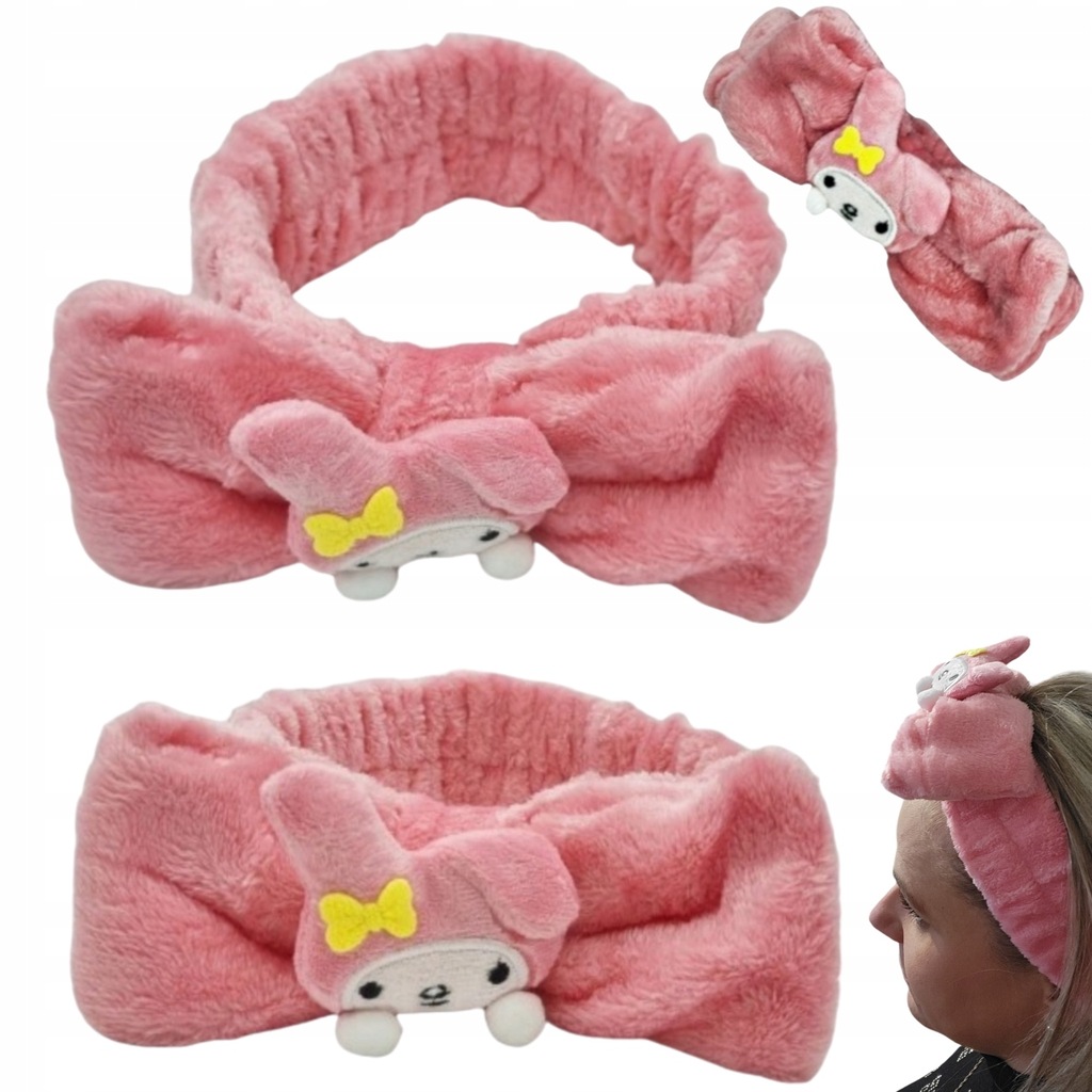 Opaska kosmetyczna frotte klasyczna My Melody KUROMI RÓŻOWA OZDOBNA MIEKKA