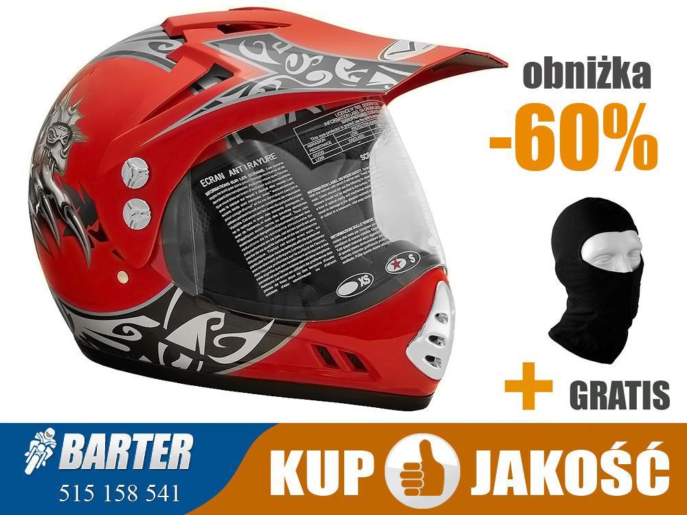 VR-1 KASK CROSS Z SZYBA 770 RED/BLACK L + GRATIS