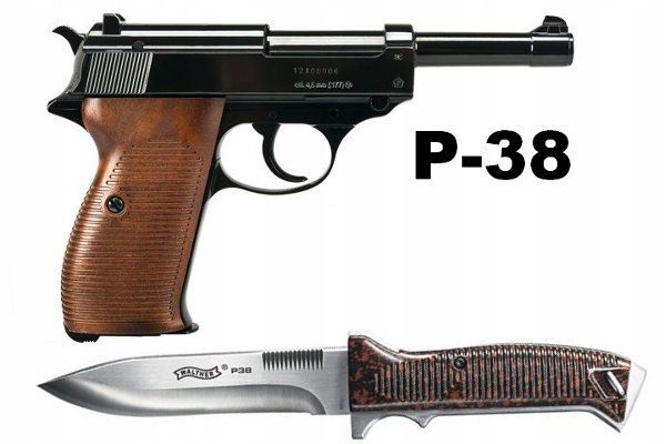 Wiatrówka Pistolet Walther P-38 + Nóż WALTHER P-38