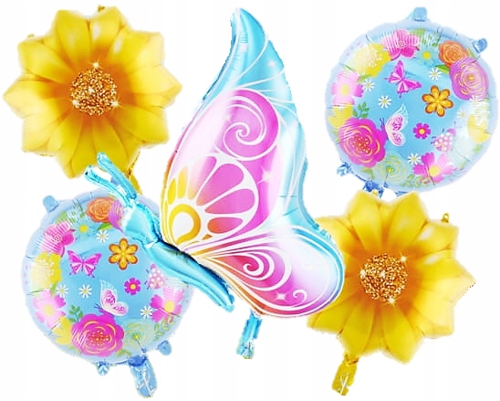 Balony na urodziny Dziewczynki- Motyl zestaw 5 szt