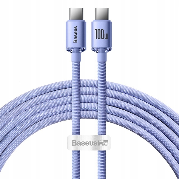 BASEUS KABEL DO ŁADOWAREK USB-C DO USB-C 100W, 2M (FIOLETOWY)