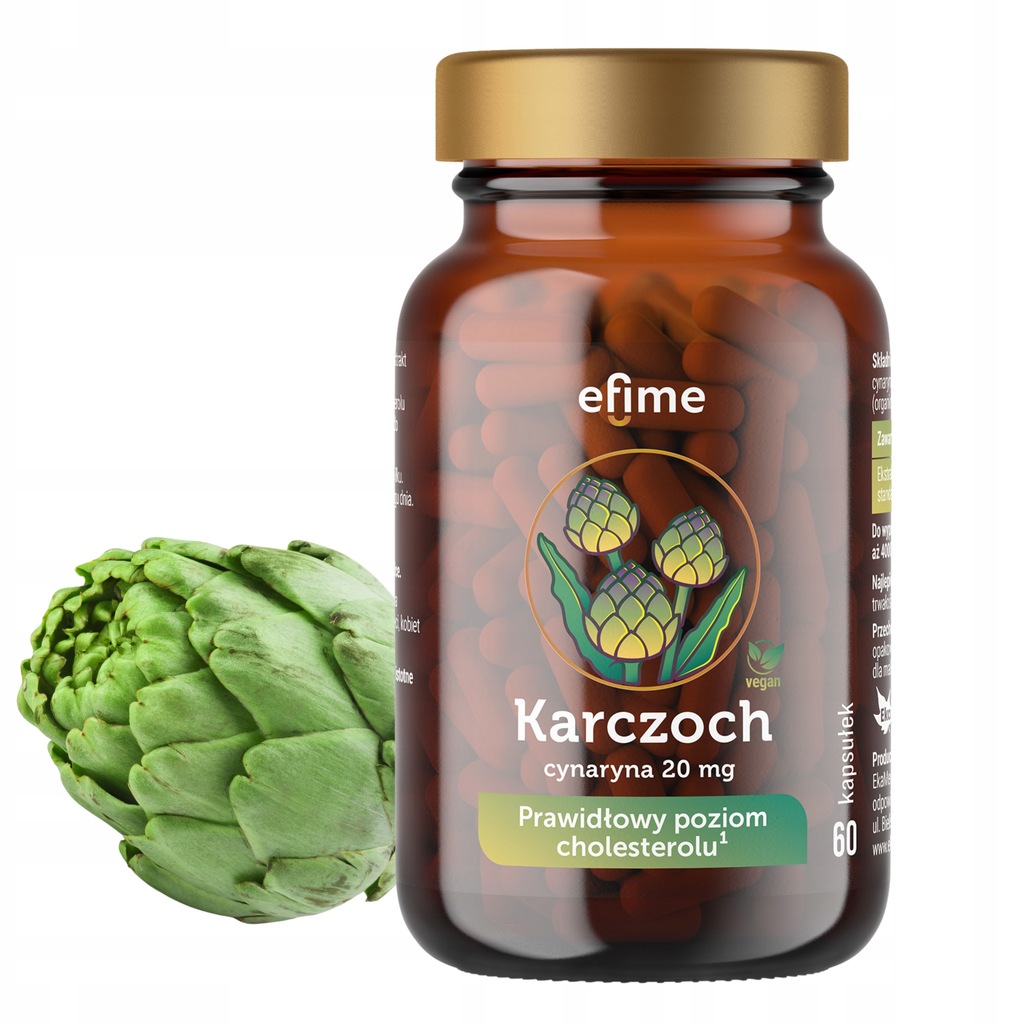 Karczoch 200 mg MOCNY ekstrakt wątroba trawienie CHOLESTEROL 60 kaps