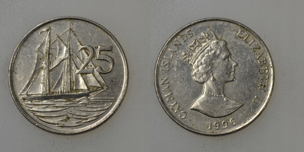 Kajmany Cayman 25 Cents 1996 rok BCM