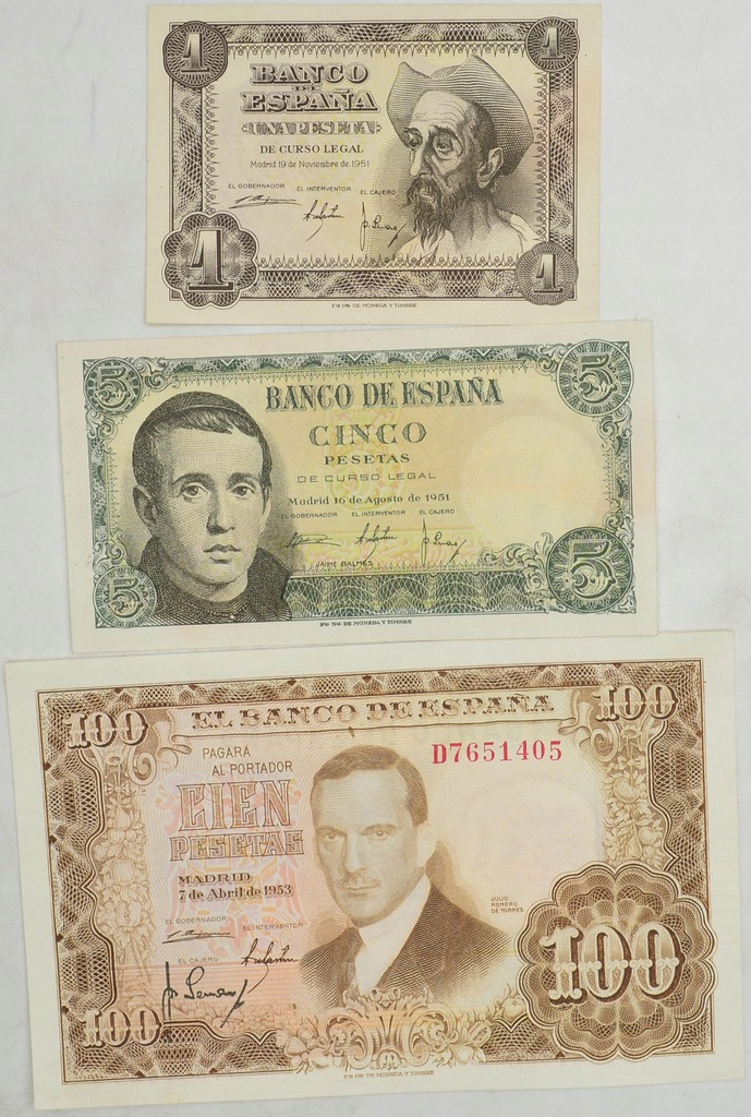 3.gp.Zest.Hiszpania, Banknoty szt.3, St.1-
