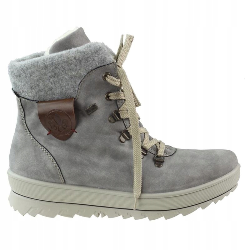 Botki Rieker Y4331 40 ciepłe wygodne 7731334208 Botki Rieker Y4331 40 Grey , Botki na płaskim obcasie, Botki