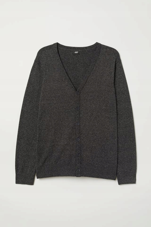 H&M kardigan sweter czarny melanż R M