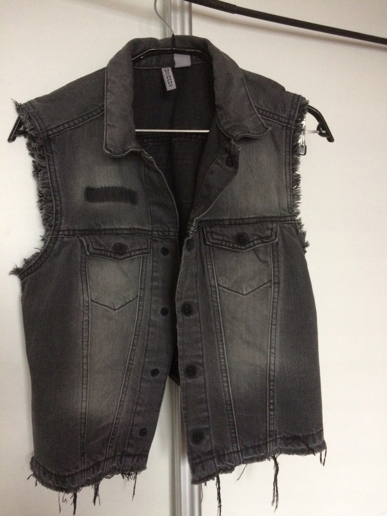 H&M 42/44 jeans czarna kamizelka rock