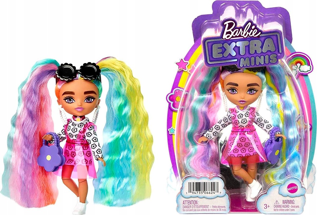 BARBIE EXTRA Minis Lalka Tęczowe Włosy HHF82