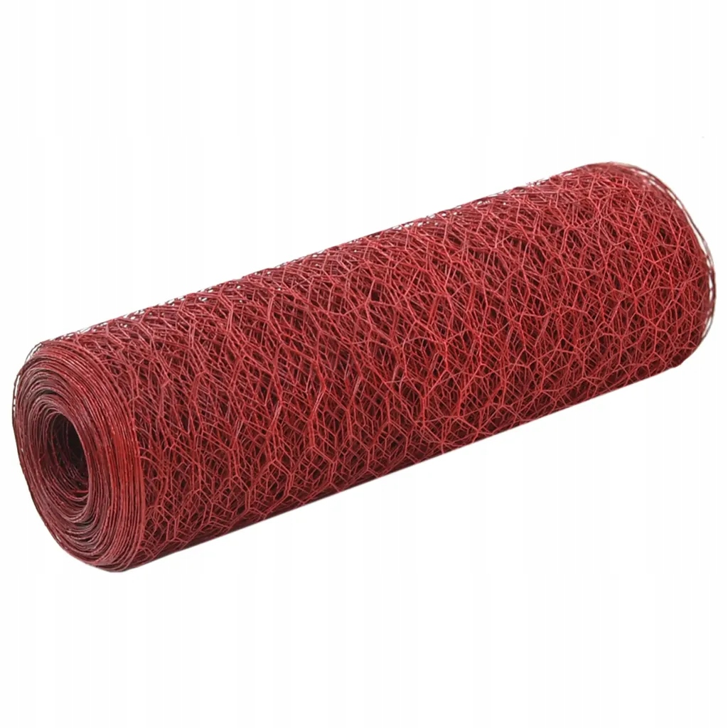 Ogrodzenie z siatki, stal i PVC, 25x0,5 m, czerwon