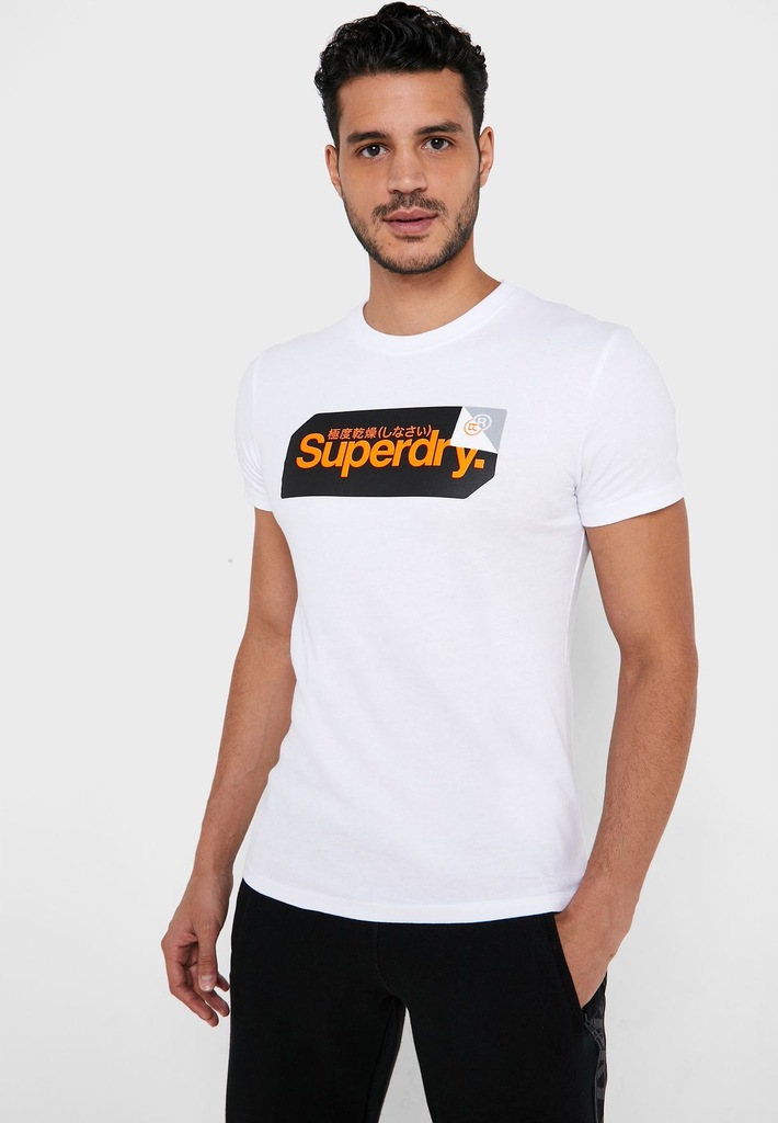 SUPERDRY BAWEŁNIANY T-SHIRT Z LOGO__L