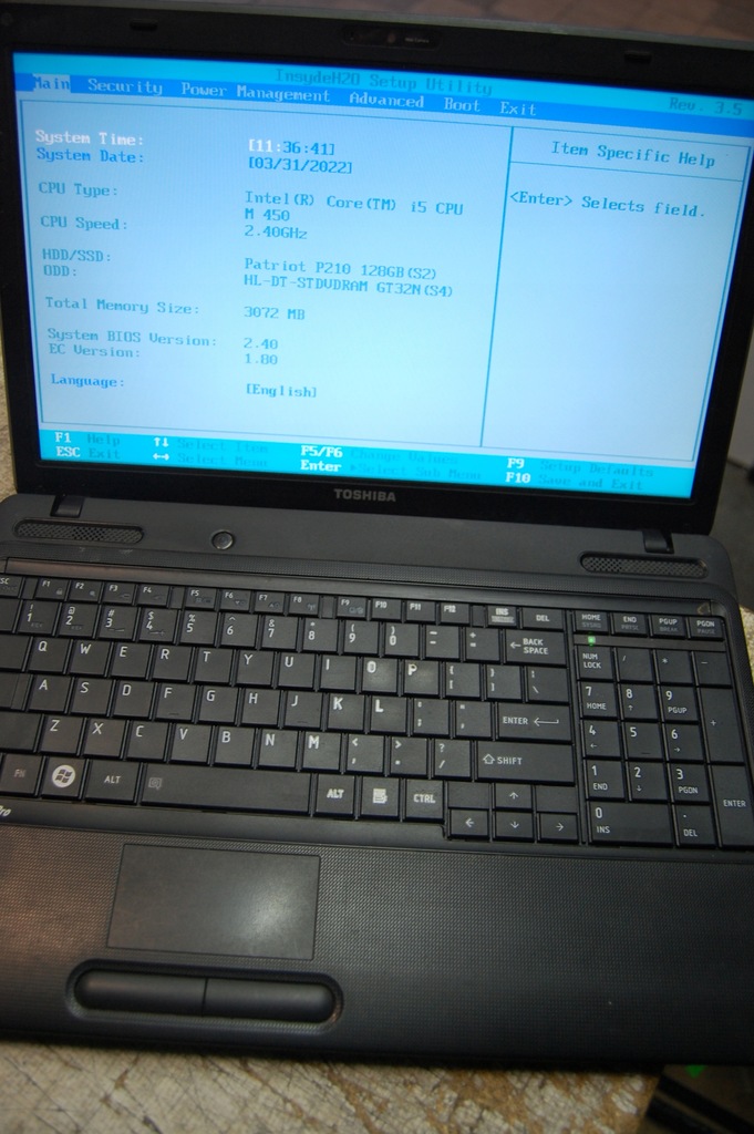 LAPTOP TOSHIBA SATELLITE L650