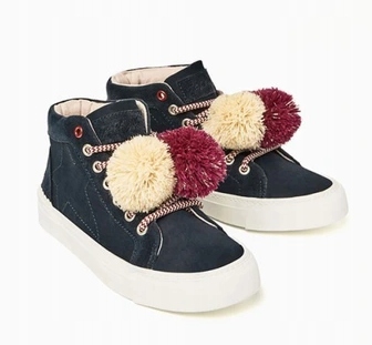 ZARA stylowe buty botki trampki mega pompony 31/32