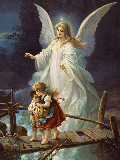 Obraz na płótnie - Anioł Stróż z Dziećmi 80x60