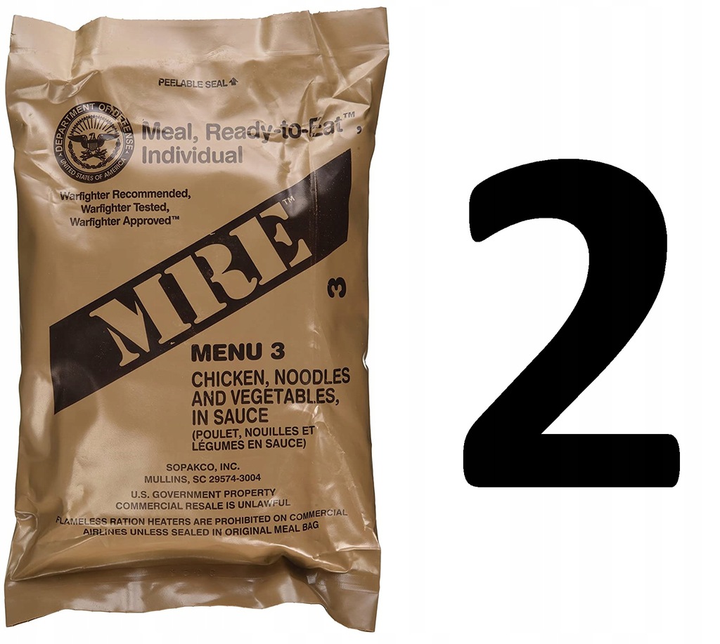 MRE 2 Amerykańskie wojskowe racje żywnościowe SRG