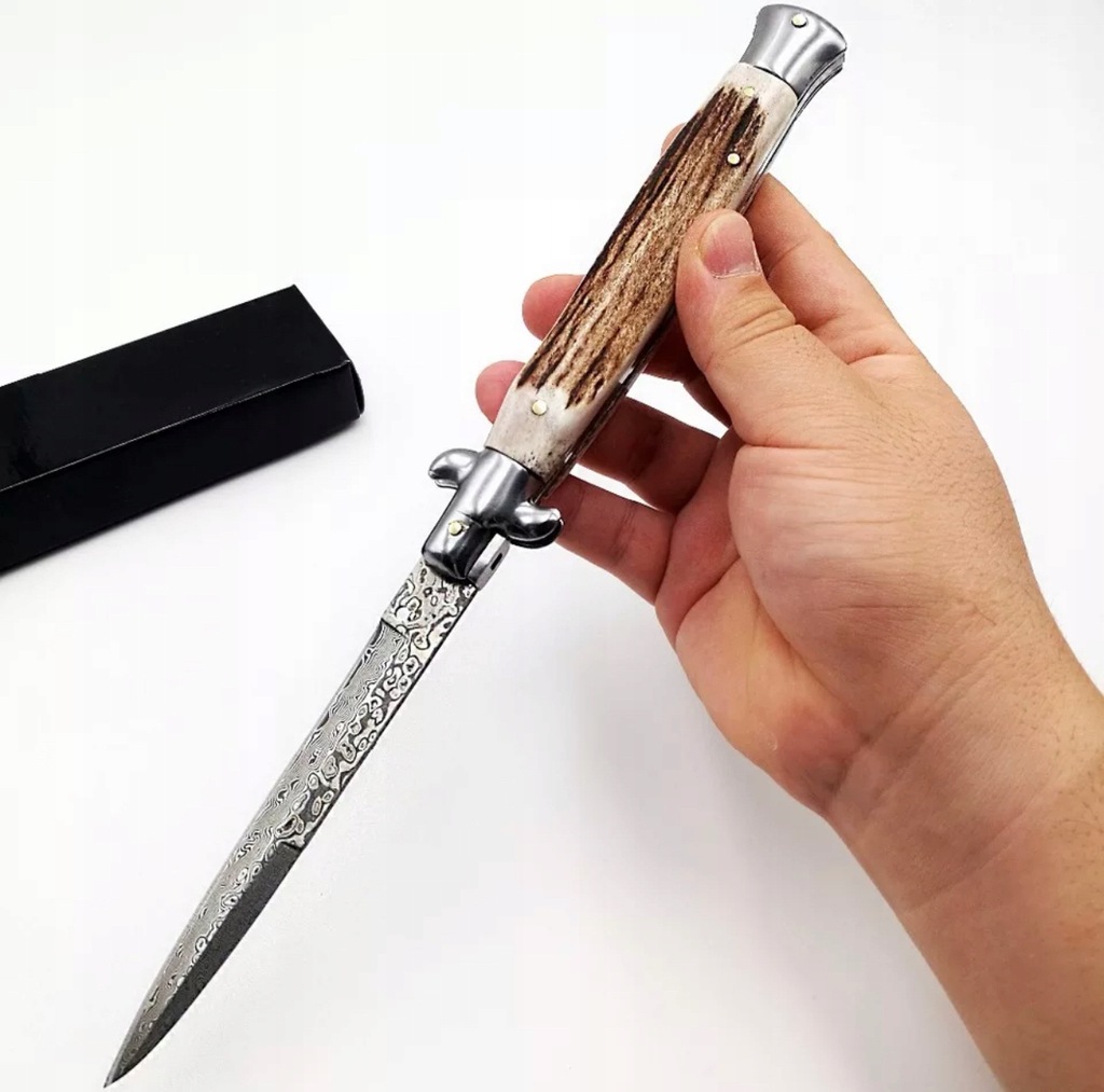 Nóż Sprężynowy Stal Damasceńska Mafii Włoskiej